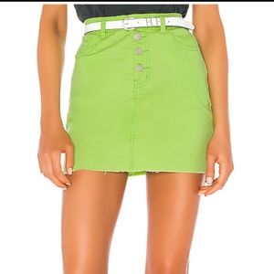 Alix Distressed Denim Skirt Neon Green